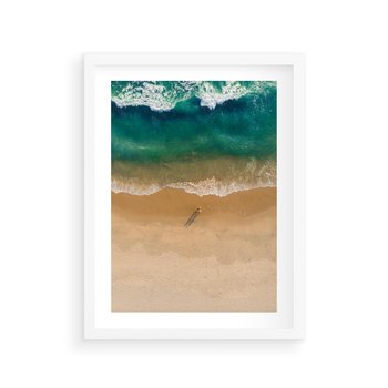 Plakat w ramie 30x40 - Oaza Relaksu - plaża, morze - rama biała