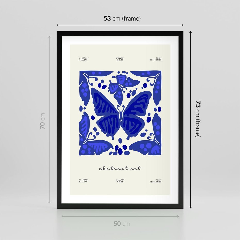 Plakat w ramie 50x70 - Wibracje Wnętrza - nowoczesny plakat, odcienie błękitu - rama czarna