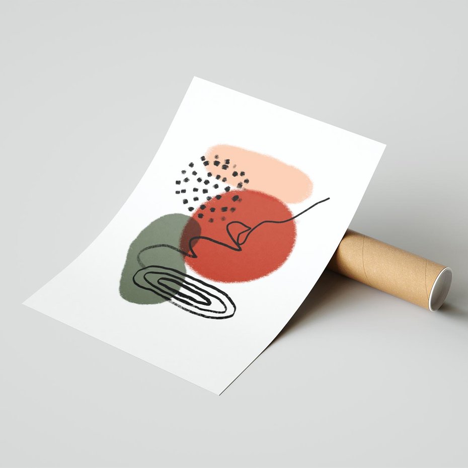 Plakat bez ramy 21x30 - Boho w Brązie - abstrakcyjna sztuka, boho kształty