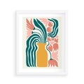 Plakat w ramie 40x50 - Kolorowe Pasmo - abstrakcyjne kwiaty w wazonie, pdastelowe kolory - rama biała
