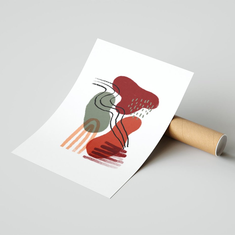 Plakat bez ramy 21x30 - Boho Przenikanie - abstrakcyjna sztuka, boho kształty