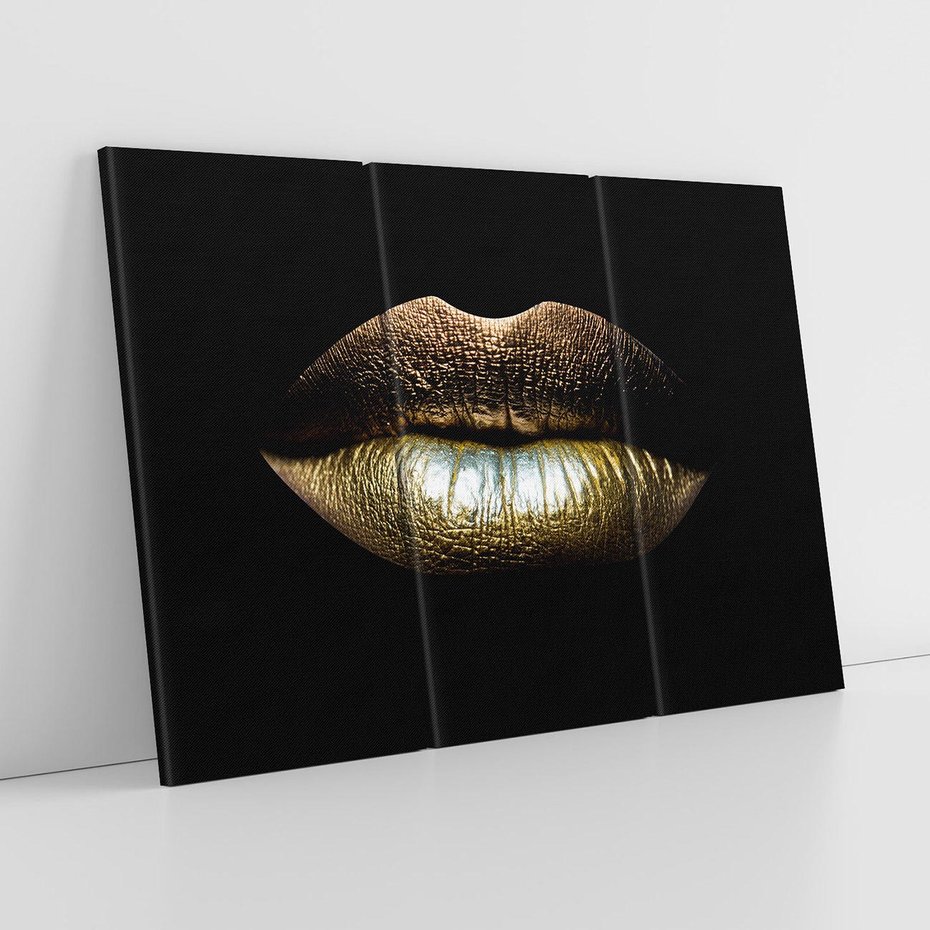 Obraz na płótnie 120x80 - Złote usta pełne tajemnic - usta, złoto