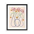 Plakat w ramie 40x50 - Migocące Pastelowe Impresje - minimalistyczny abstrakcyjny obraz, prymitywne kwiatki - rama czarna