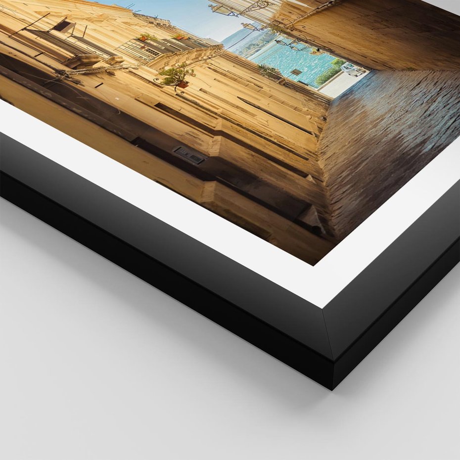 Plakat w ramie 40x50 - Perspektywa magicznej uliczki - uliczka, perspektywa - rama czarna