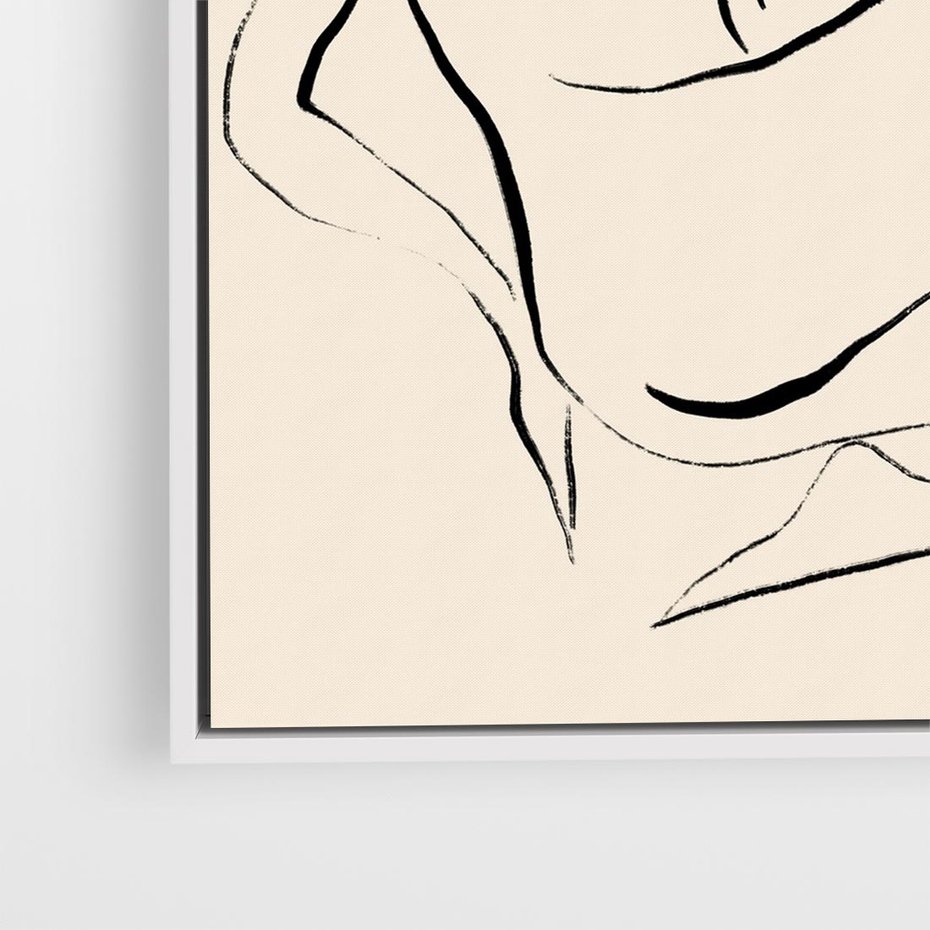 Obraz w ramie 50x50 - Piękno w Minimalizmie - abstrakcyjny rysunek, minimalistyczna kreska - rama biała