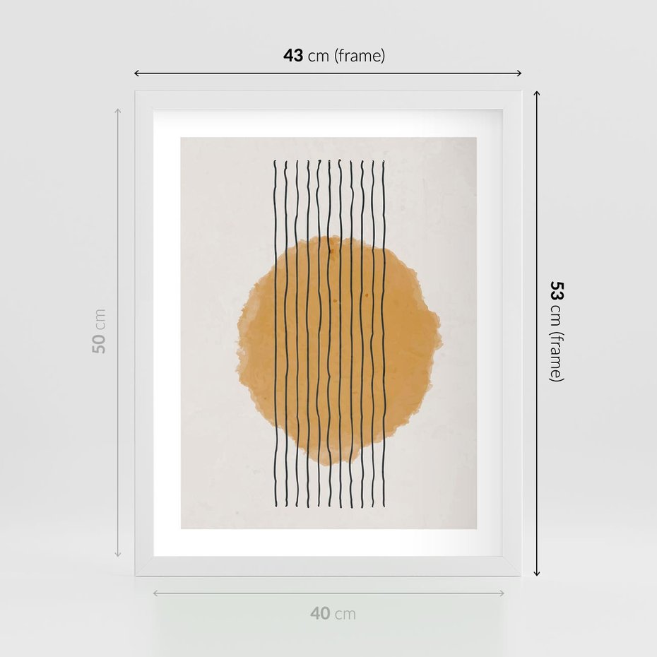 Plakat w ramie 40x50 - Taniec Emocji - abstrakcyjne akwarelowe plamy, nieregularne kreski - rama biała