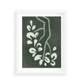 Plakat w ramie 40x50 - Rozkwitające Zielone Gałęzie - abstrakcyjne delikatne zielone linie, podobne do gałęzi kwiatów - rama biała