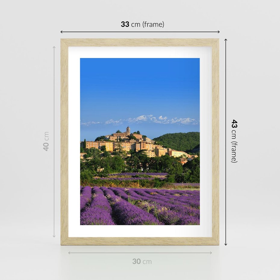 Plakat w ramie 30x40 - Prowansalska Aura - lawenda, Prowansja - rama drewno