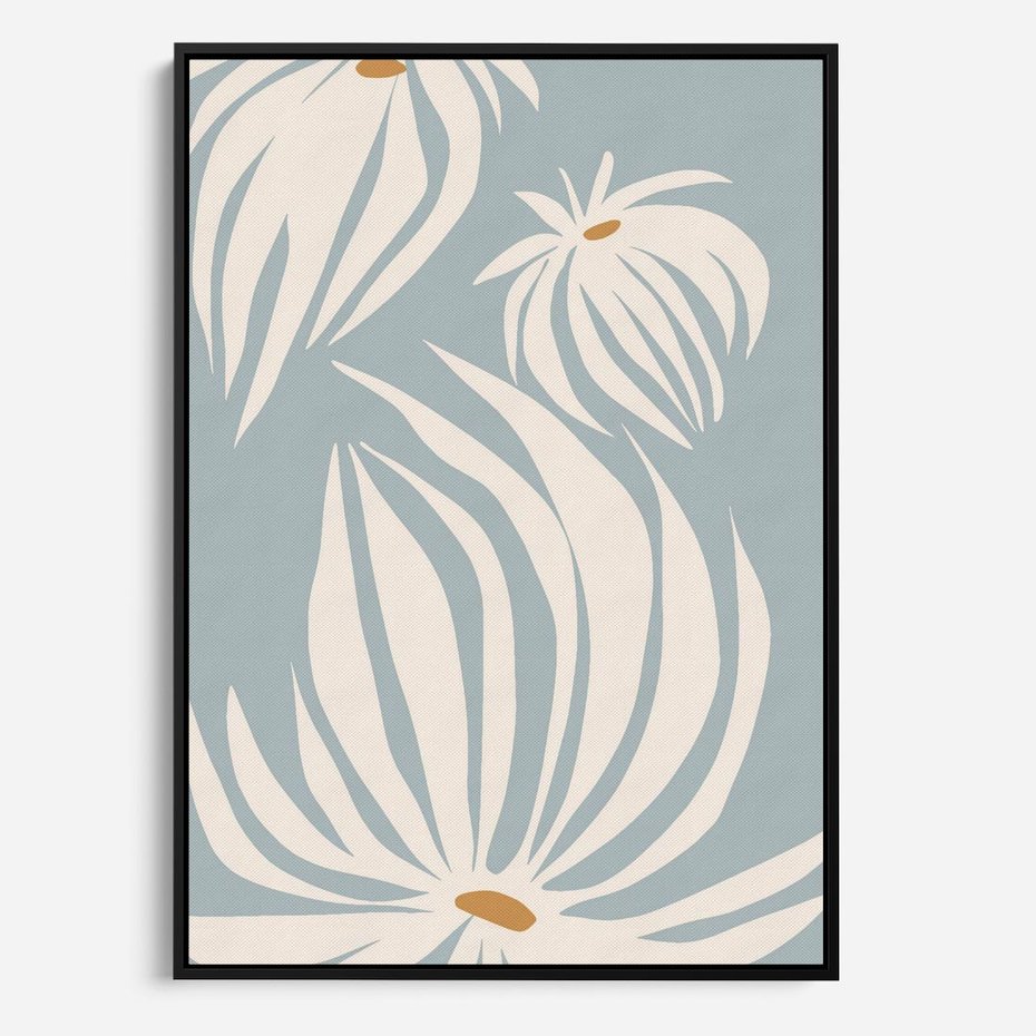 Obraz w ramie 70x100 - Kwiatowe Kształty - kwiaty, nowoczesne i minimalistyczne - rama czarna