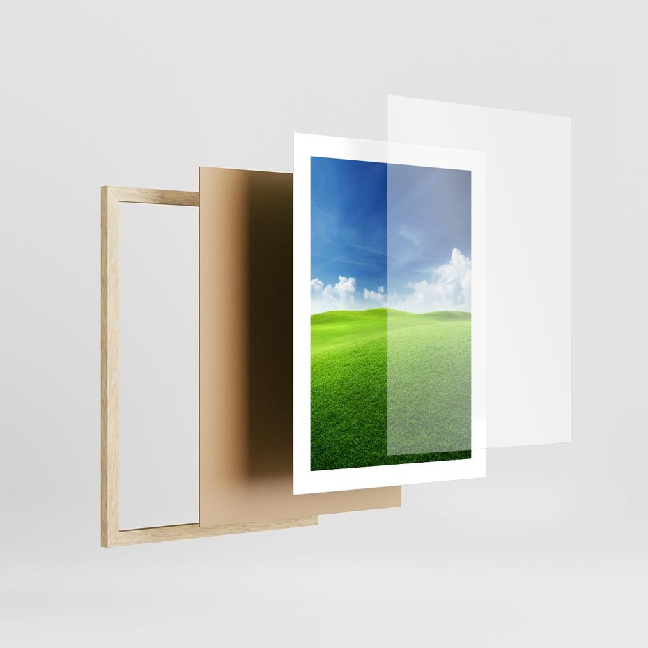 Plakat w ramie 30x40 - Łąka pod Niebem - łąka, niebo - rama drewno