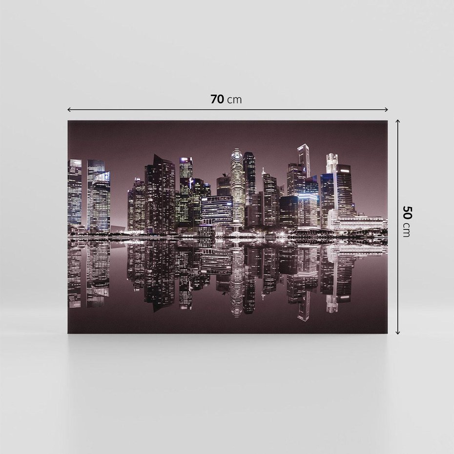 Obraz na płótnie 70x50 - Miejskie światła ożywiające nocne niebos - Singapur, miasto