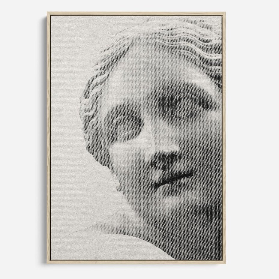 Obraz w ramie 70x100 - Szarość w Kamieniu - monochromatyczna marmurowa rzeźba, odcienie szarości - rama drewno