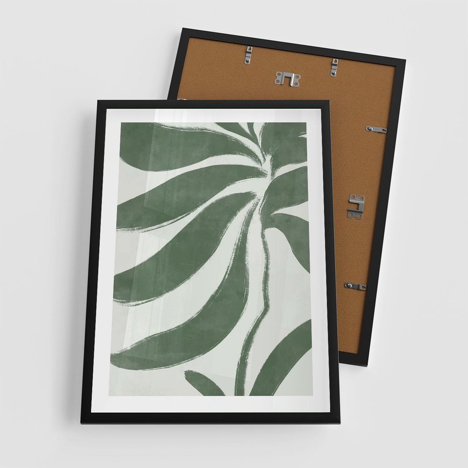 Plakat w ramie 50x70 - Zieleń Wewnętrznego Spokoju - zielony plakat, roślinne inspiracje - rama czarna
