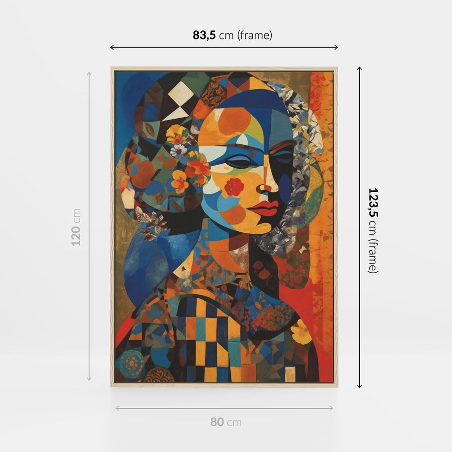 Obraz w ramie 80x120 - Impresje Cichego Szeptu - abstrakcyjny obraz, portret kobiety - rama drewno