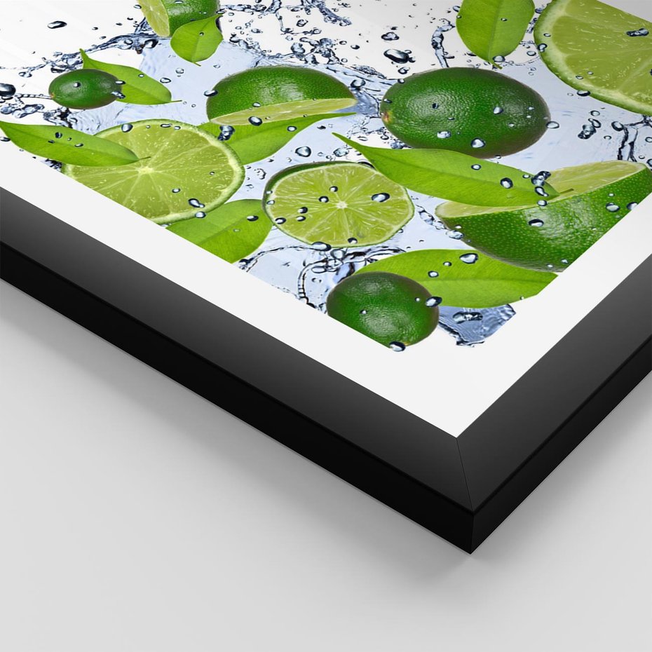 Plakat w ramie 30x40 - Cytrusowa Świeżość - limonki, cytryny - rama czarna