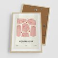 Plakat w ramie 50x70 - Nowoczesna Miłość - nowoczesna grafika, pastelowe kolory - rama drewno