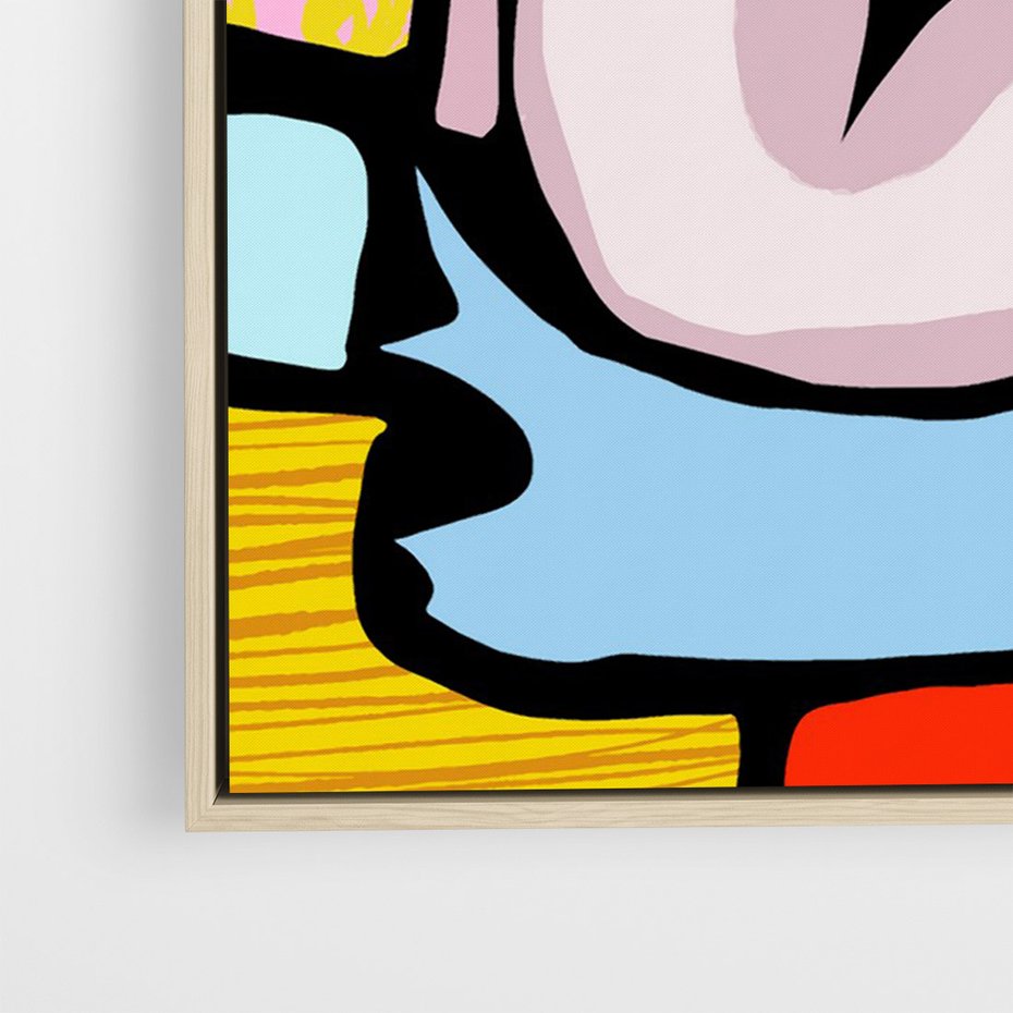 Obraz w ramie 70x100 - Czarny Komiks - abstrakcyjne formy, komiksowy styl - rama drewno