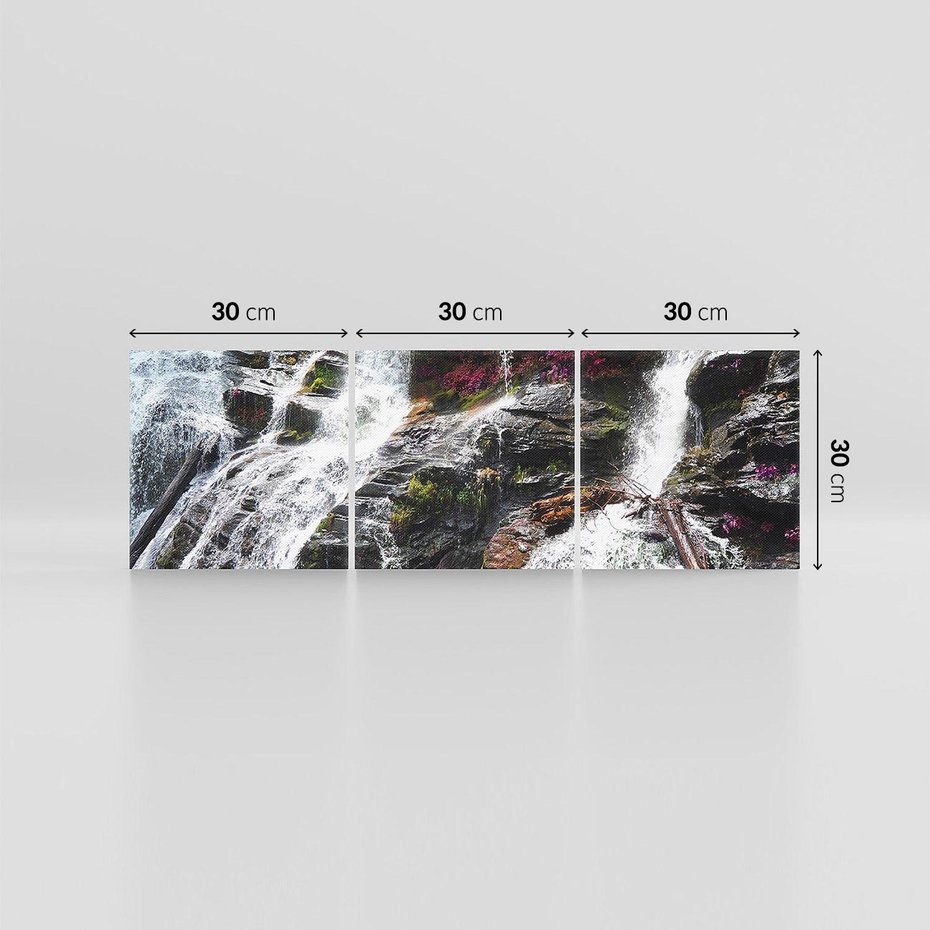 Obraz na płótnie 90x30 - Wodospad wśród majestatycznych gór - wodospad, góry