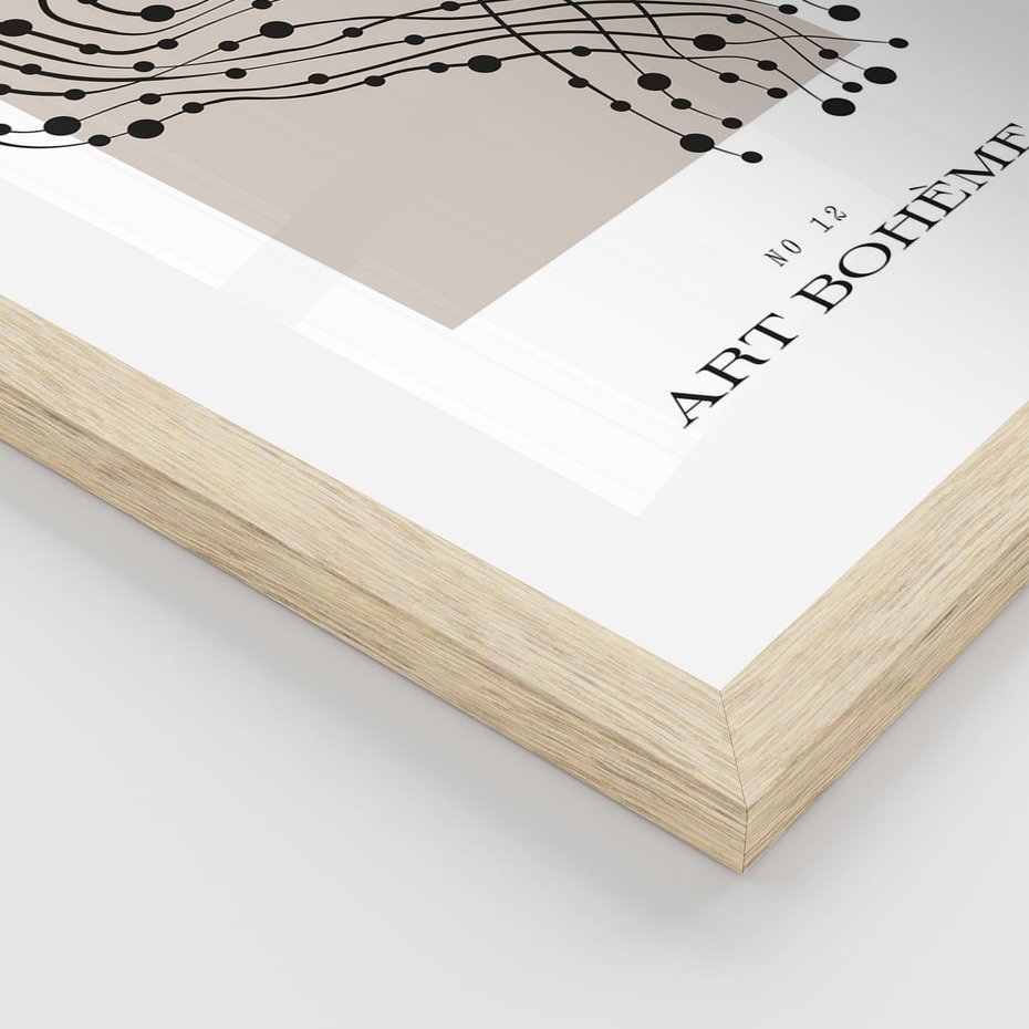 Plakat w ramie 40x50 - Migocące Konstrukcje Abstrakcji - sztuka minimalizmu, biało czarna rycina - rama drewno