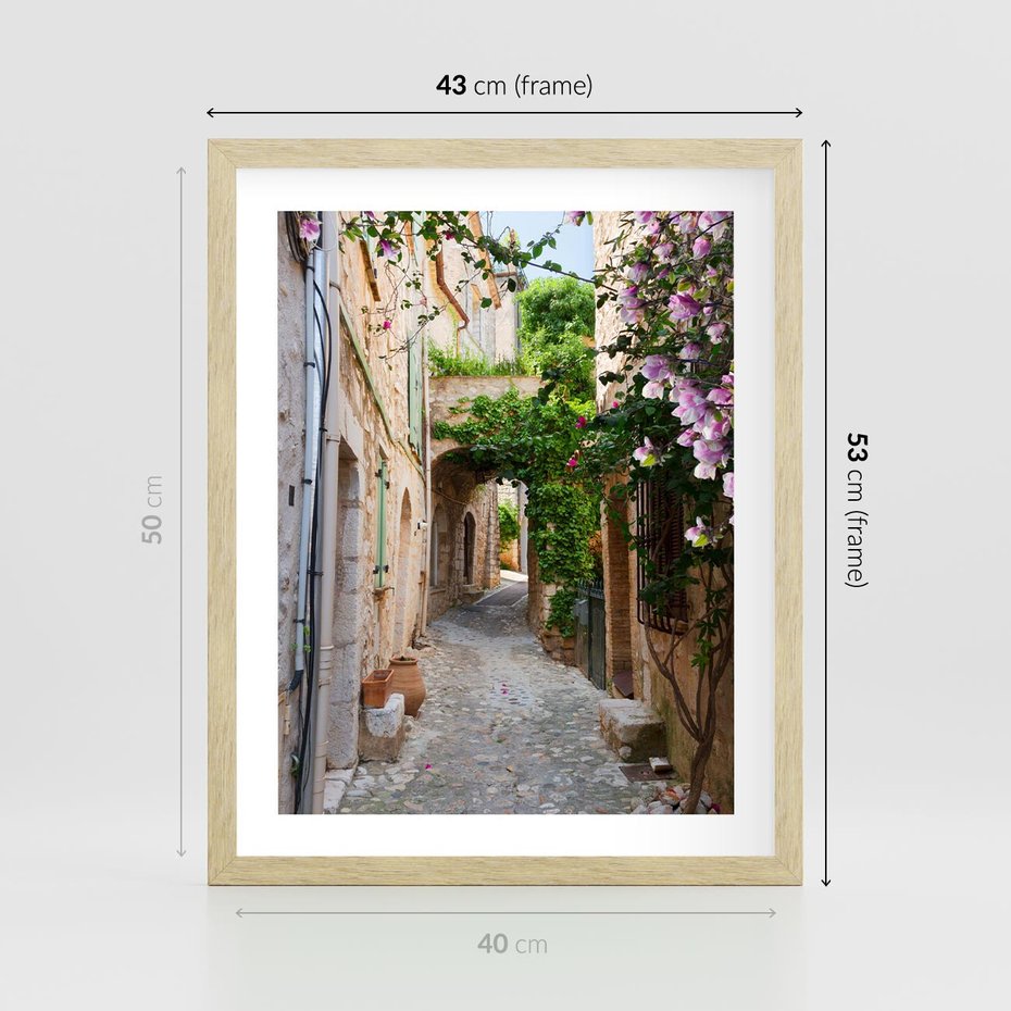 Plakat w ramie 40x50 - Ścieżka W Nieskończoność - uliczka, perspektywa - rama drewno