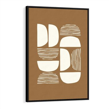 Obraz w ramie 50x70 - Wewnętrzne Spektrum - geometryczne boho kształty na brązowym, karmelowym tle - rama czarna