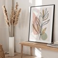 Plakat bez ramy 21x30 - Impulsy Subtelnej Harmonii - abstrakcyjny obraz boho, liście