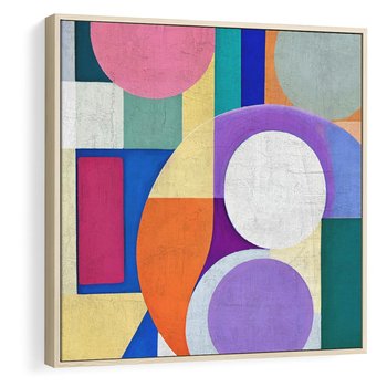 Obraz w ramie 80x80 - Migotliwe Impulsy Dźwięku - różne geometryczne formy, koła - rama drewno