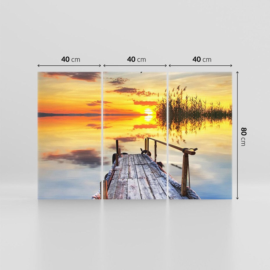 Obraz na płótnie 120x80 - Zachód słońca na pomostach - zachód, słońca