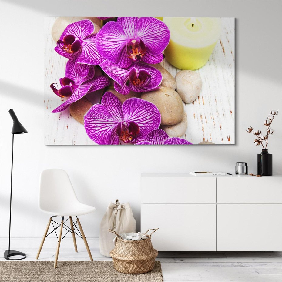 Obraz na płótnie 70x50 - Relaksujące spa w otoczeniu orchidei - spa, świece