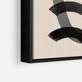 Obraz w ramie 50x70 - Strukturalne Odbicia Innowacji - zaplątane minimalistyczne linie, na bezowym tle - rama czarna