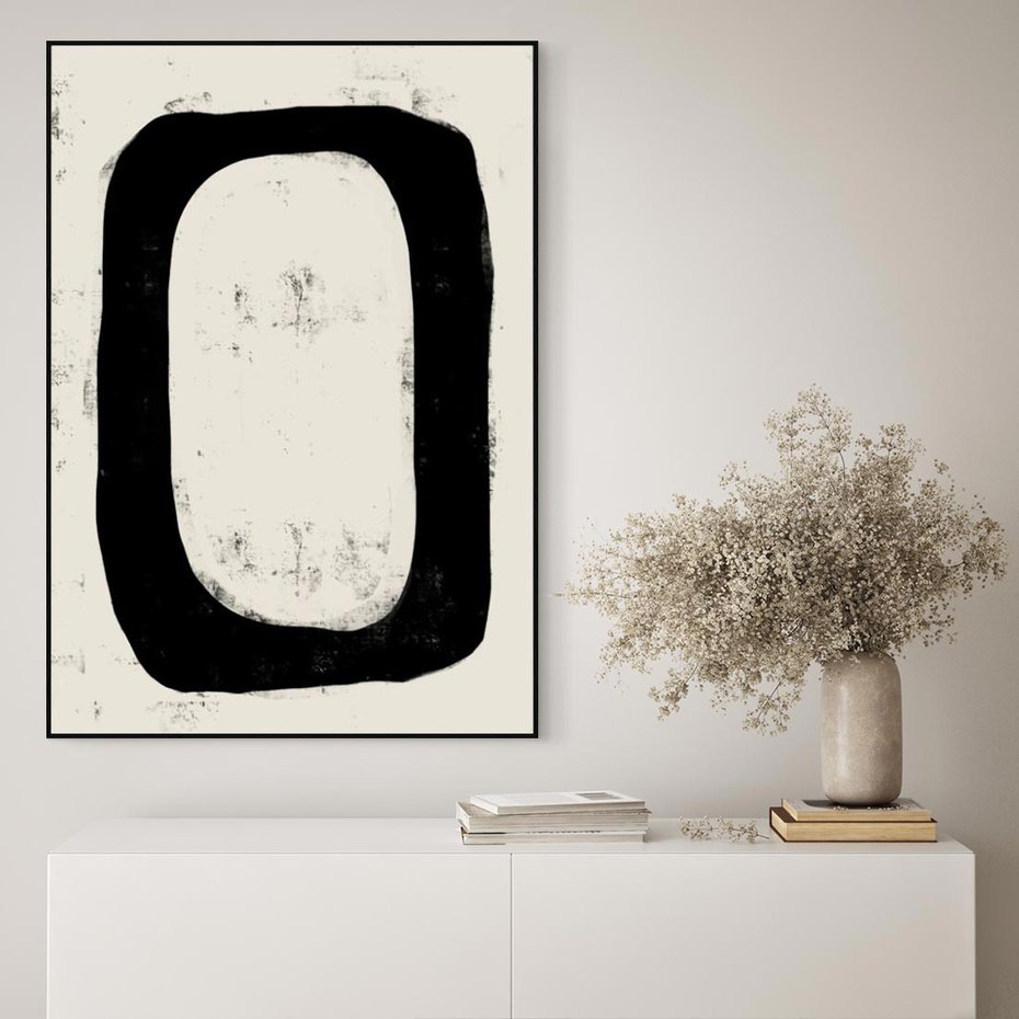 Obraz w ramie 70x100 - Wnętrza Kształtów - abstrakcja, minimalizm - rama czarna