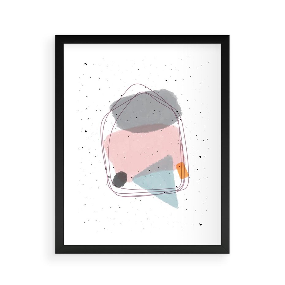 Plakat w ramie 40x50 - Migotliwa Opowieść - abstrakcyjna kompozycja, jak ręcznie malowana - rama czarna