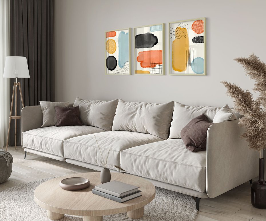 Zestaw obrazy w ramie 40x50 galeria - Abstrakcja, plamy, akwarela - rama drewno