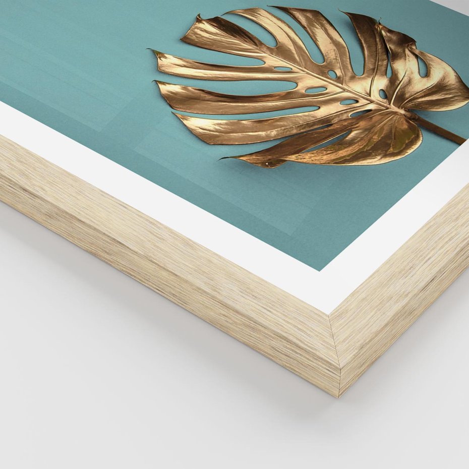 Plakat w ramie 40x50 - Piękno Natury - złote, liście - rama drewno