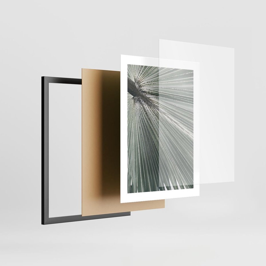 Plakat w ramie 30x40 - Jasnozielony Świat - palma, liść - rama czarna