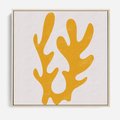 Obraz w ramie 80x80 - Abstrakcyjna Synergia - abstrakcyjna żółta forma, minimalizm - rama drewno