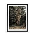 Plakat w ramie 50x70 - Dom w Lesie - chatka w lesie, górski domek - rama czarna