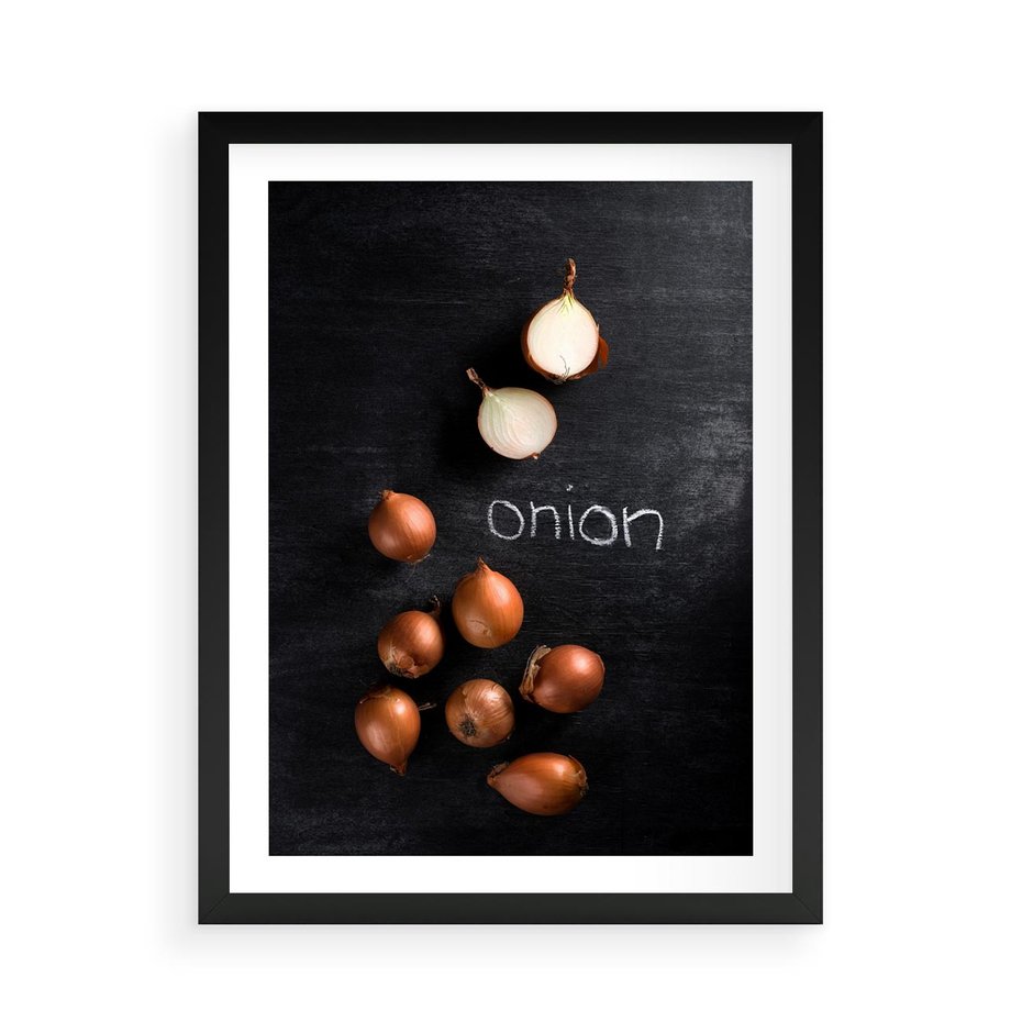 Plakat w ramie 50x70 - Aromatyczne Inspiracje - cebula, kuchnia - rama czarna