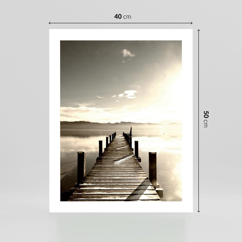 Plakat bez ramy 40x50 - Mglisty poranek na pomostcie - pomost, mgła