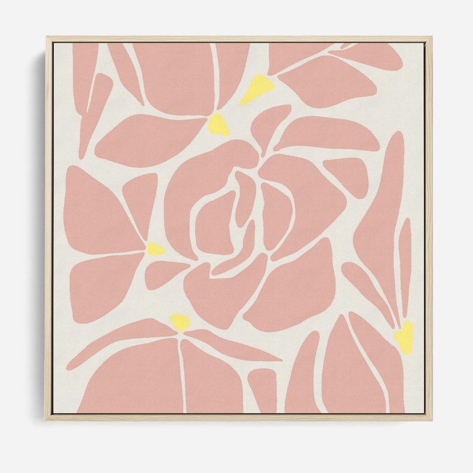 Obraz w ramie 80x80 - Rozplątane Akwarelowe Formy - abstrakcyjne boho kwiaty, kompozycja - rama drewno