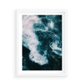 Plakat w ramie 50x70 - Fale w Odcieniach Turkusu - ocean, fale - rama biała
