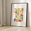 Plakat w ramie 40x50 - Minimalistyczna Harmonia - kwiaty, sztuka nowoczesna - rama czarna