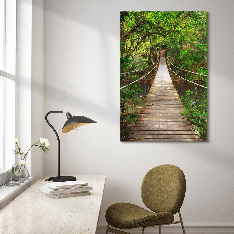 Obraz na płótnie 80x120 - Przez Dżunglę - most, linowy