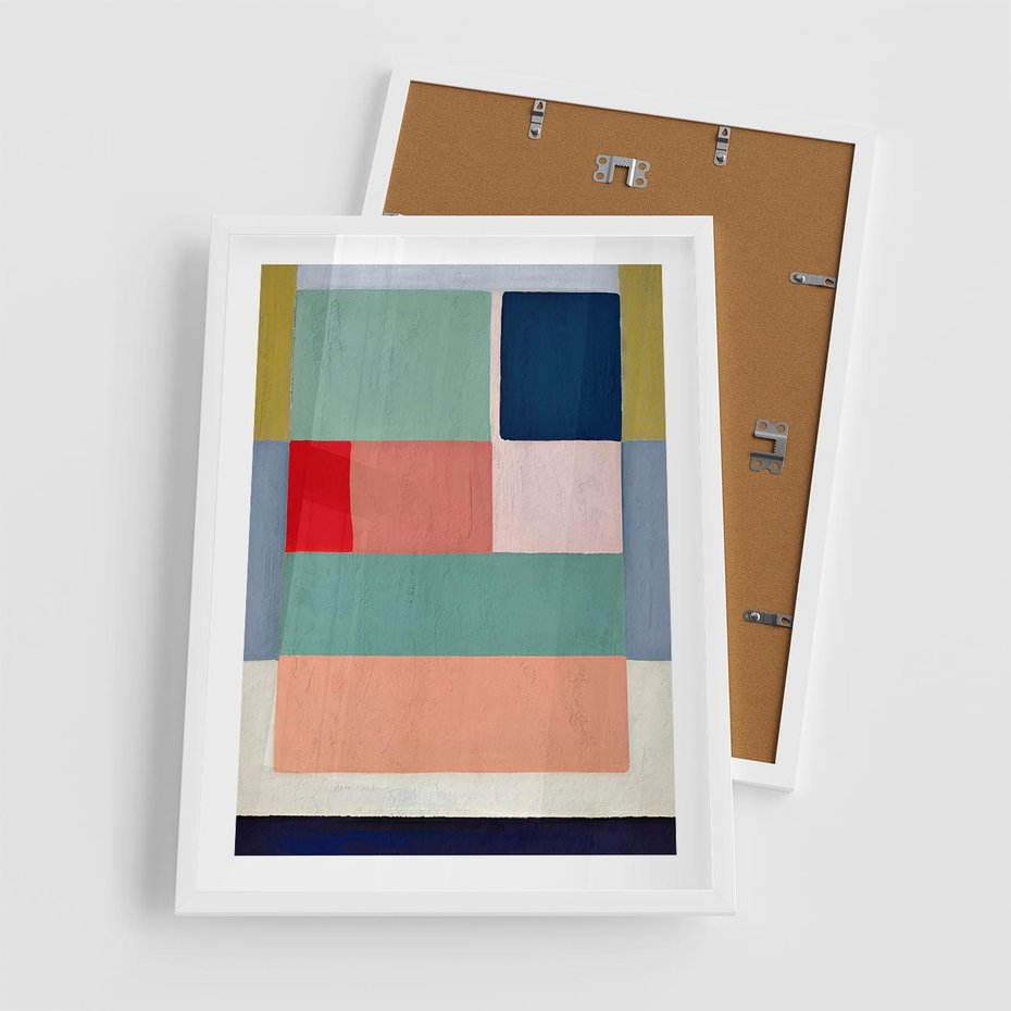 Plakat w ramie 50x70 - Bezgraniczne Nastroje Harmonii - abstrakcyjne geometryczne kształty, olejny obraz - rama biała