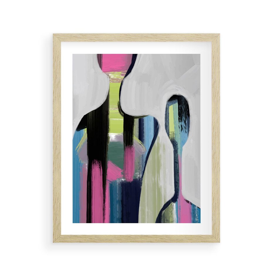 Plakat w ramie 40x50 - Wnętrza Kształtów - abstrakcyjna sztuka, nowoczesny obraz - rama drewno