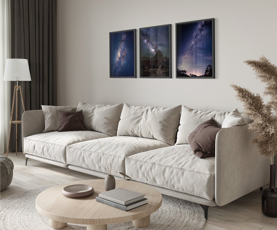 Zestaw obrazy w ramie 50x70 galeria - Droga, mleczna, gwiazdy - rama czarna