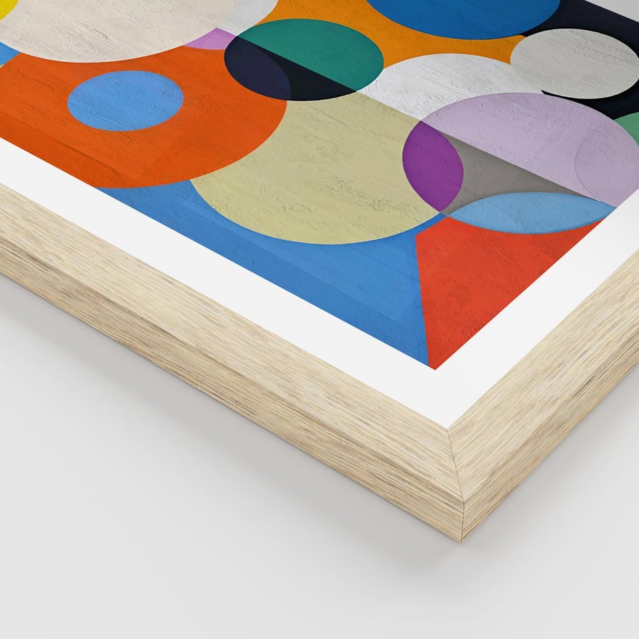 Plakat w ramie 30x40 - Tajemnicze Odbicia Czasu - abstrakcyjne geometryczne kształty, olejny obraz - rama drewno