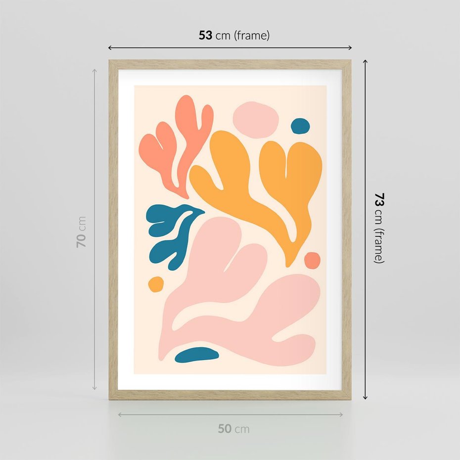 Plakat w ramie 50x70 - Granice Inspiracji - abstrakcyjne dziwne formy, nowoczesny plakat - rama drewno