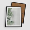 Plakat w ramie 50x70 - Minimalistyczna Harmonia: Zieleń Liści - zieone liście, kompozycja - rama czarna