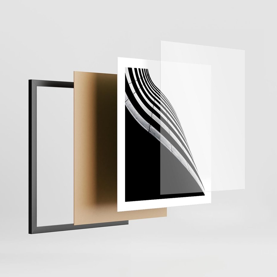 Plakat w ramie 40x50 - Architektoniczna Fala - architektura, falowany budynek - rama czarna